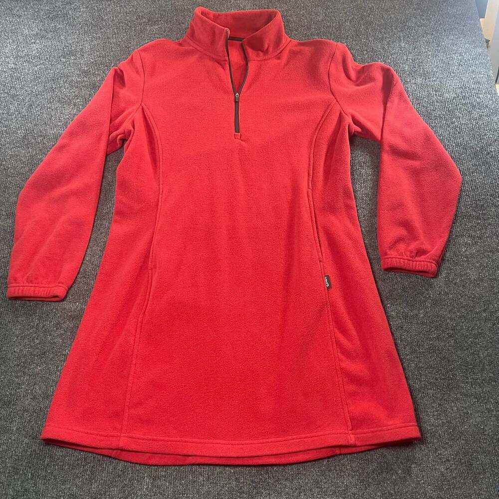 Baleaf Fleece Dress Sweatshirt Size L Red Quarter Zip Pullover Tunic